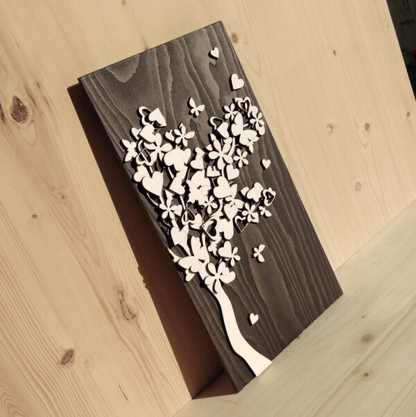 Quadretto in legno finitura anticata con albero - immagine 3