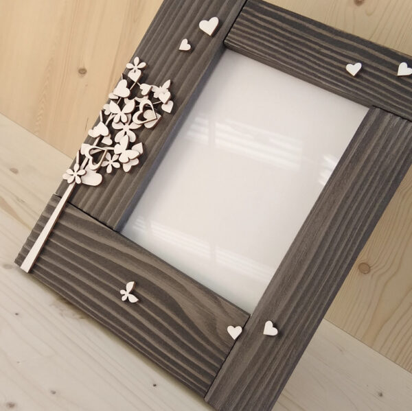 Cornice in legno finitura anticata con albero - immagine 3