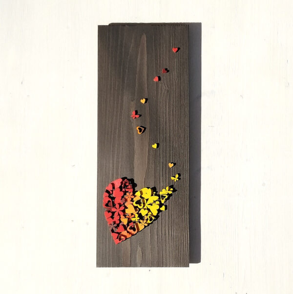 Quadro 'Cuore' finitura anticato grigio